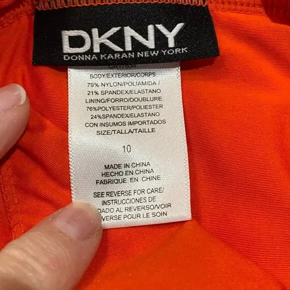 DKNY Womens Size 10 Orange One Shoulder Open sided One Piece Swimsuit - Picture 8 of 8